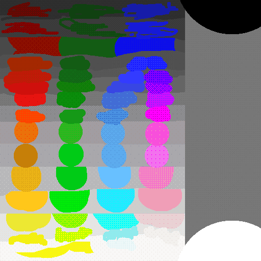 Colors of the rainbow next to grayscale values